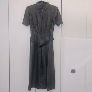 Ann Taylor Faux Leather A-line Maxi Dress Sz 10